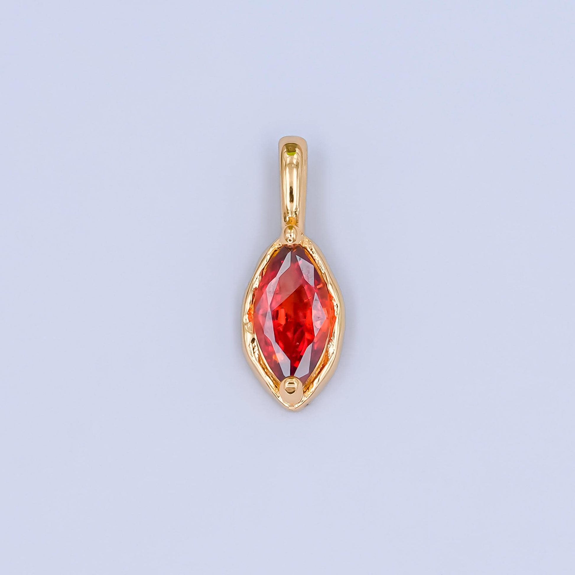 24k gold filled Oval Eye cubic zirconia stone personalized Jewelry add-on charm birthstone charm Necklace bracelet supply | AA-1472