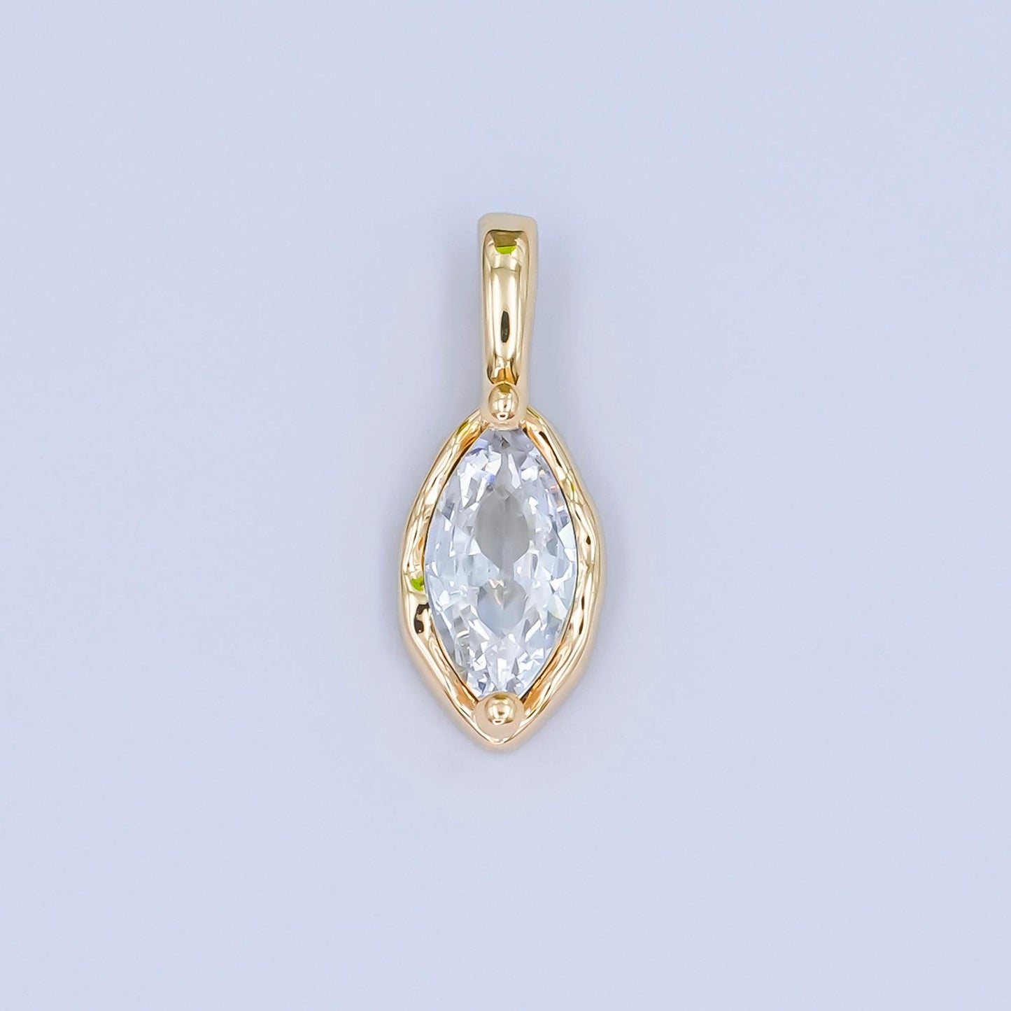 24k gold filled Oval Eye cubic zirconia stone personalized Jewelry add-on charm birthstone charm Necklace bracelet supply | AA-1472