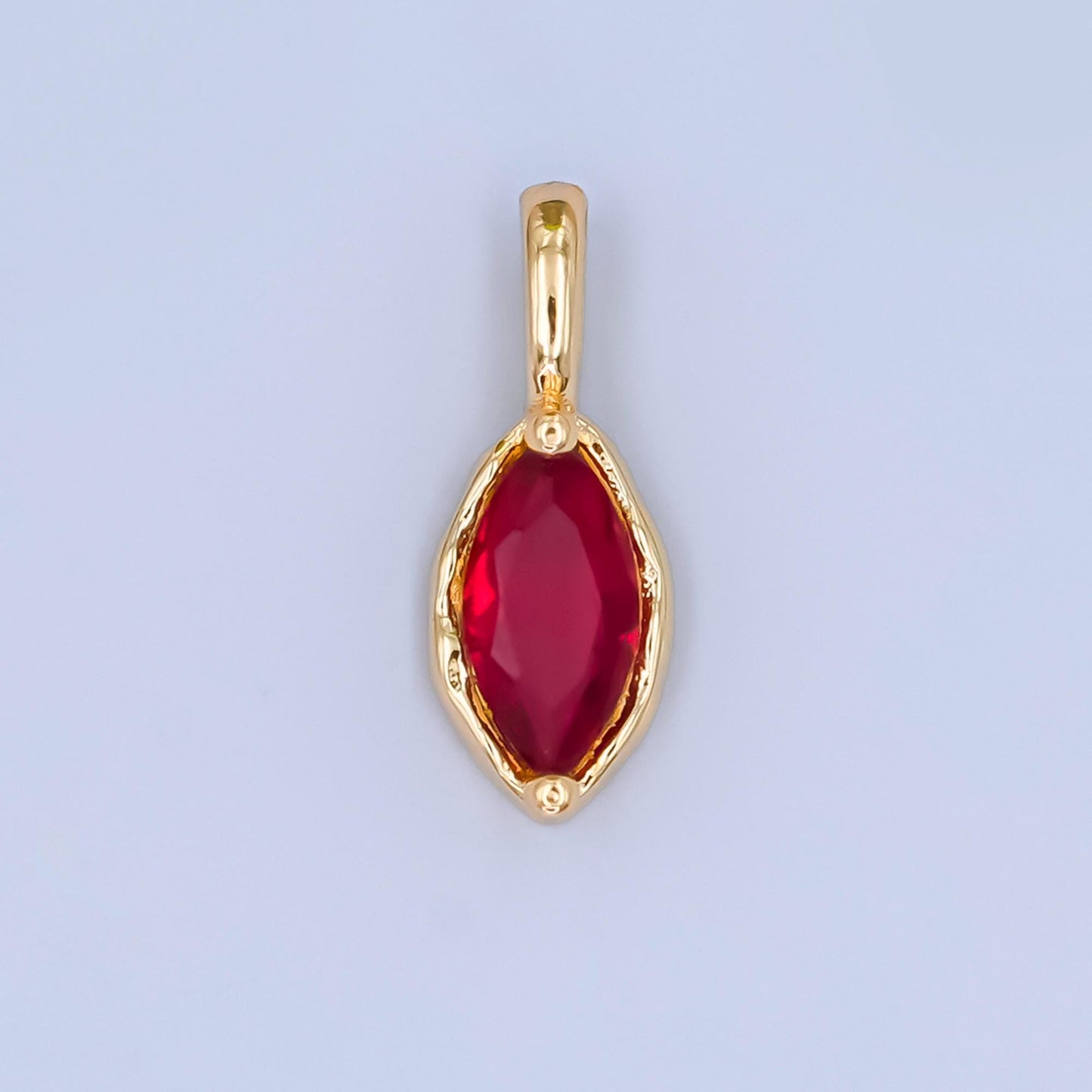 24k gold filled Oval Eye cubic zirconia stone personalized Jewelry add-on charm birthstone charm Necklace bracelet supply | AA-1472