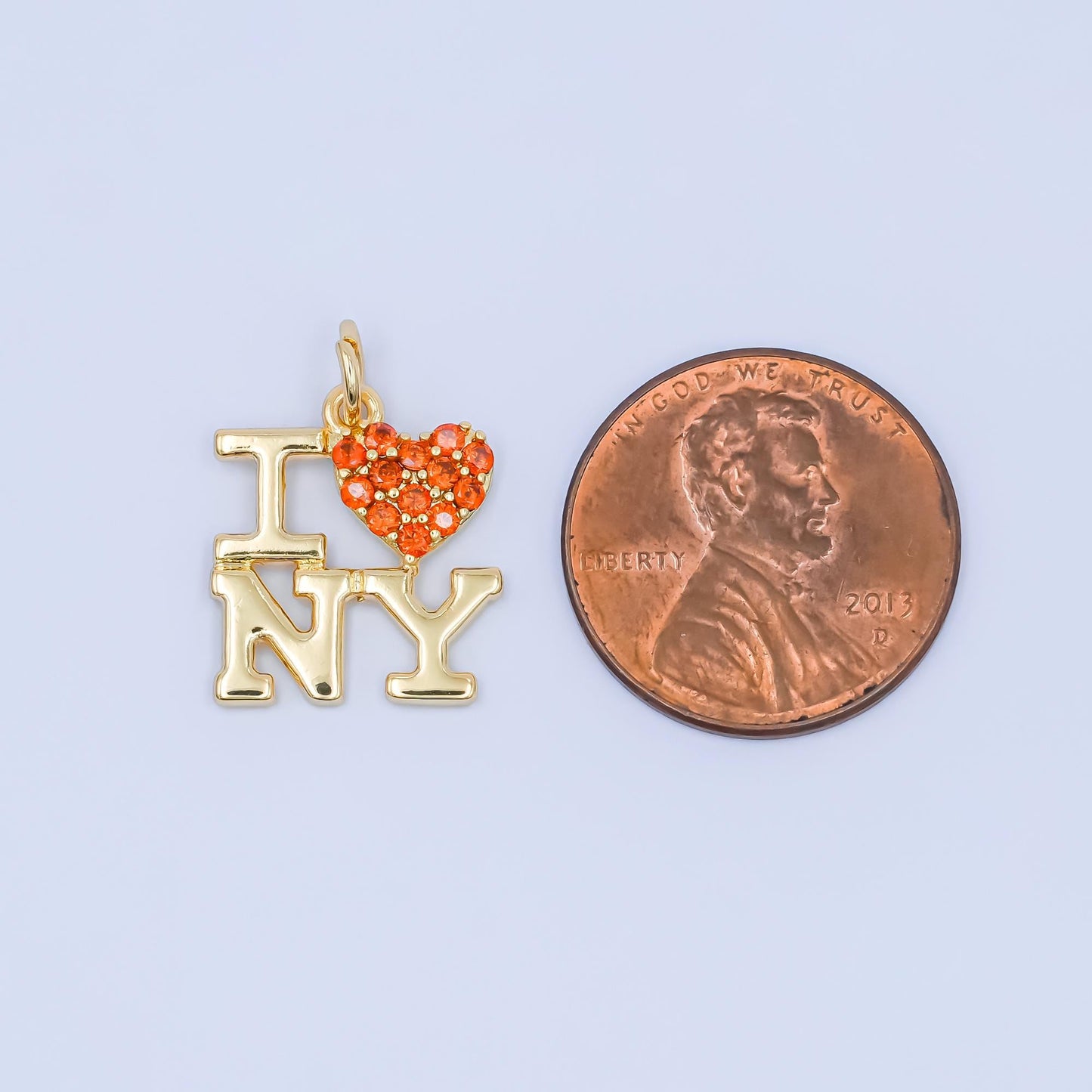 Mini Pink heart cz gold new york charm i love ny minimalist jewelry micro cz pave ny state sign travel pendants for necklace bracelet C756