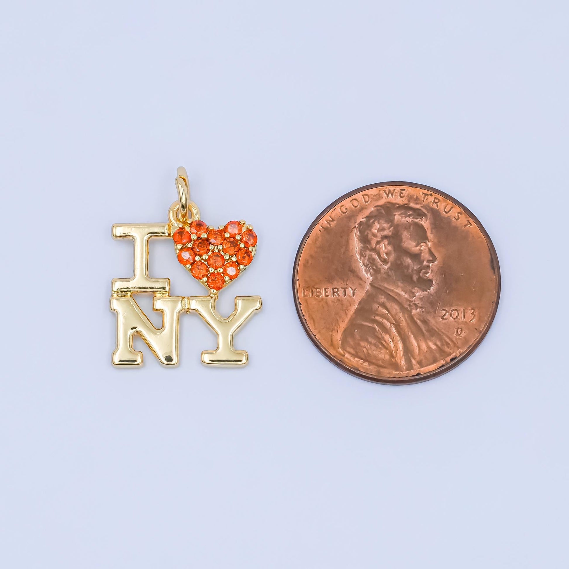 Mini Pink heart cz gold new york charm i love ny minimalist jewelry micro cz pave ny state sign travel pendants for necklace bracelet C756