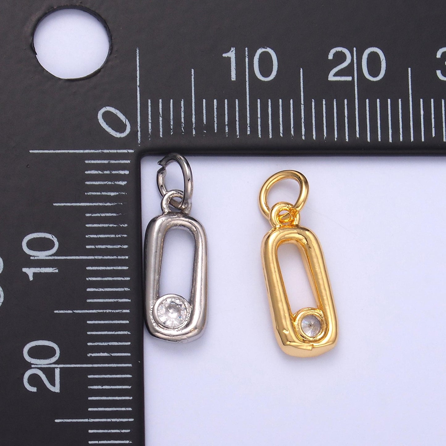 Mini safety pin charm in 24k gold Filled for bracelet earring necklace charm