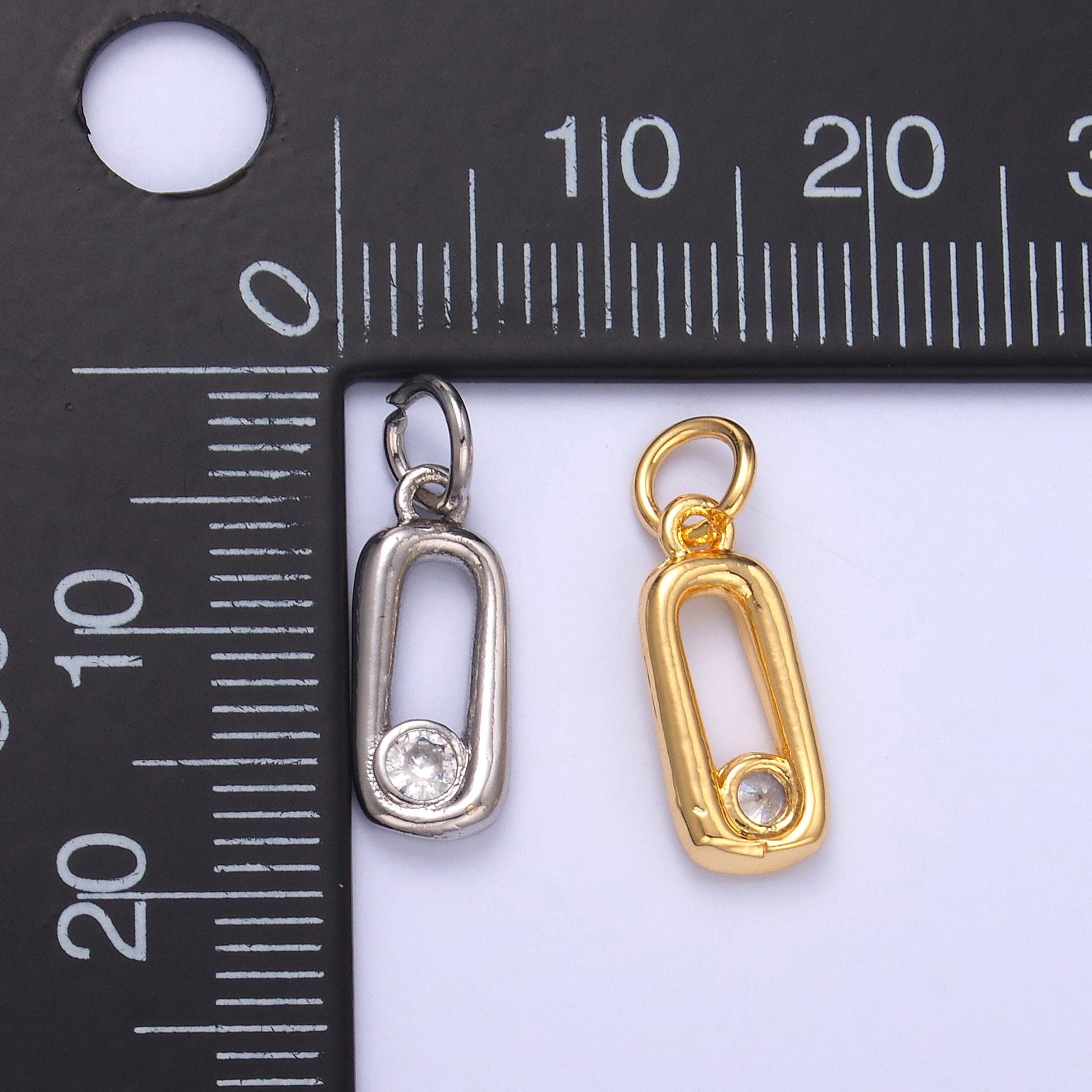 Mini safety pin charm in 24k gold Filled for bracelet earring necklace charm