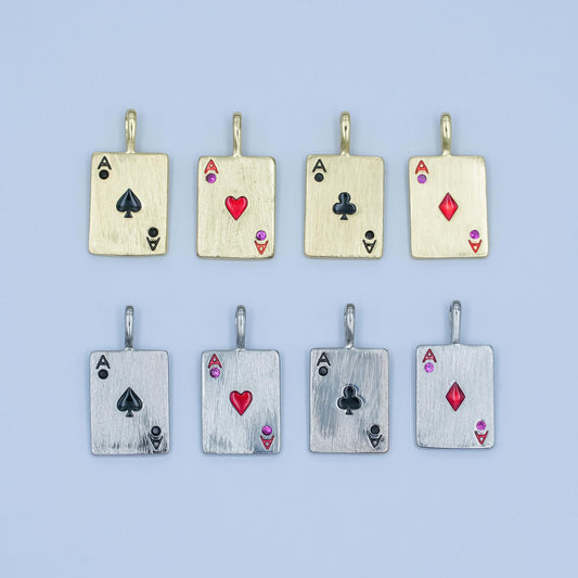 Dainty Gold heart ace playing card charm ace of spade poker pendant las vegas jewelry inspired AA-1449