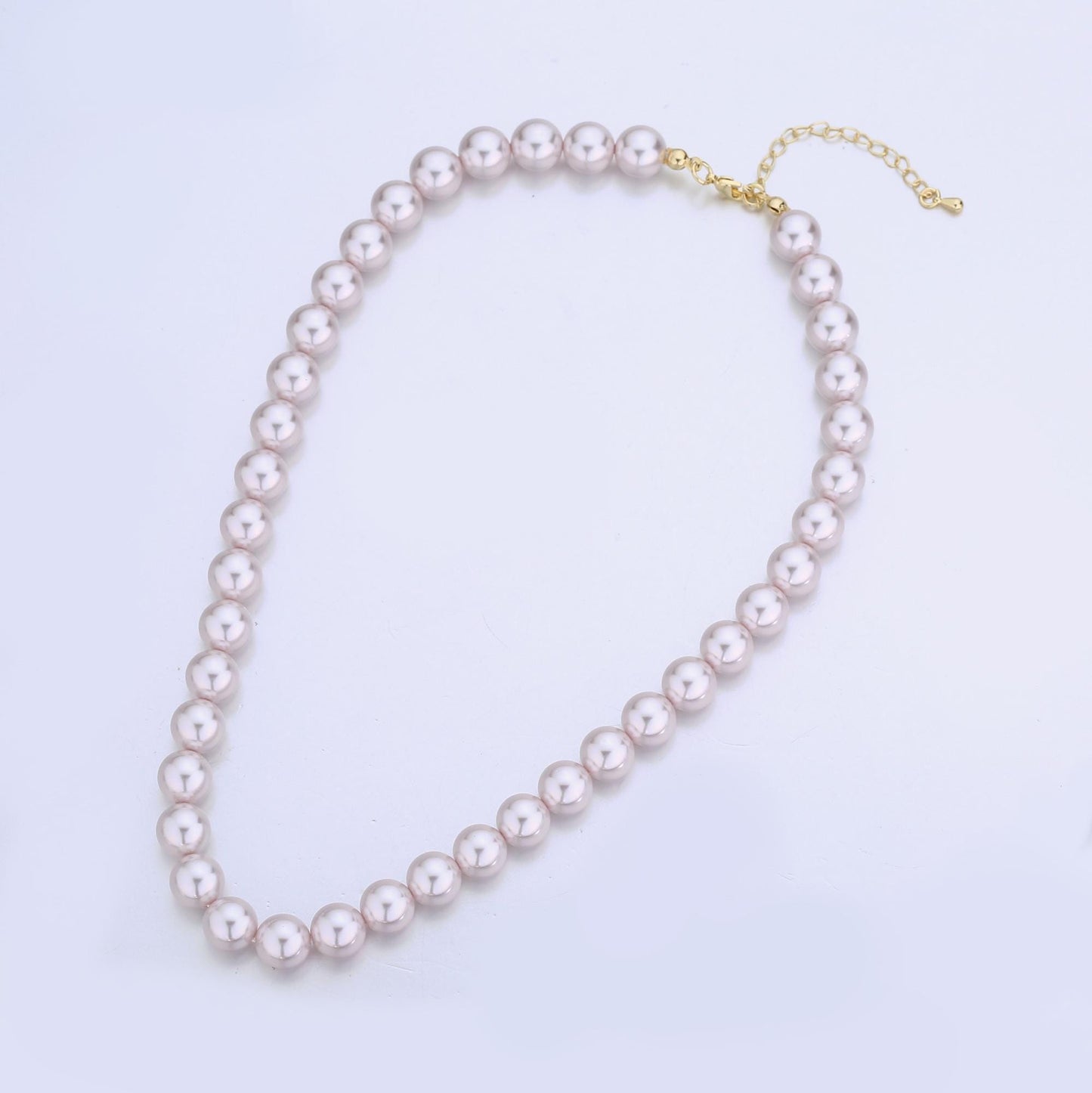 Handcrafted Pink Pale Shell Pearl Necklace 17 inch + 2 inch extender for Layering minimalist Jewelry Making Supply WA2821