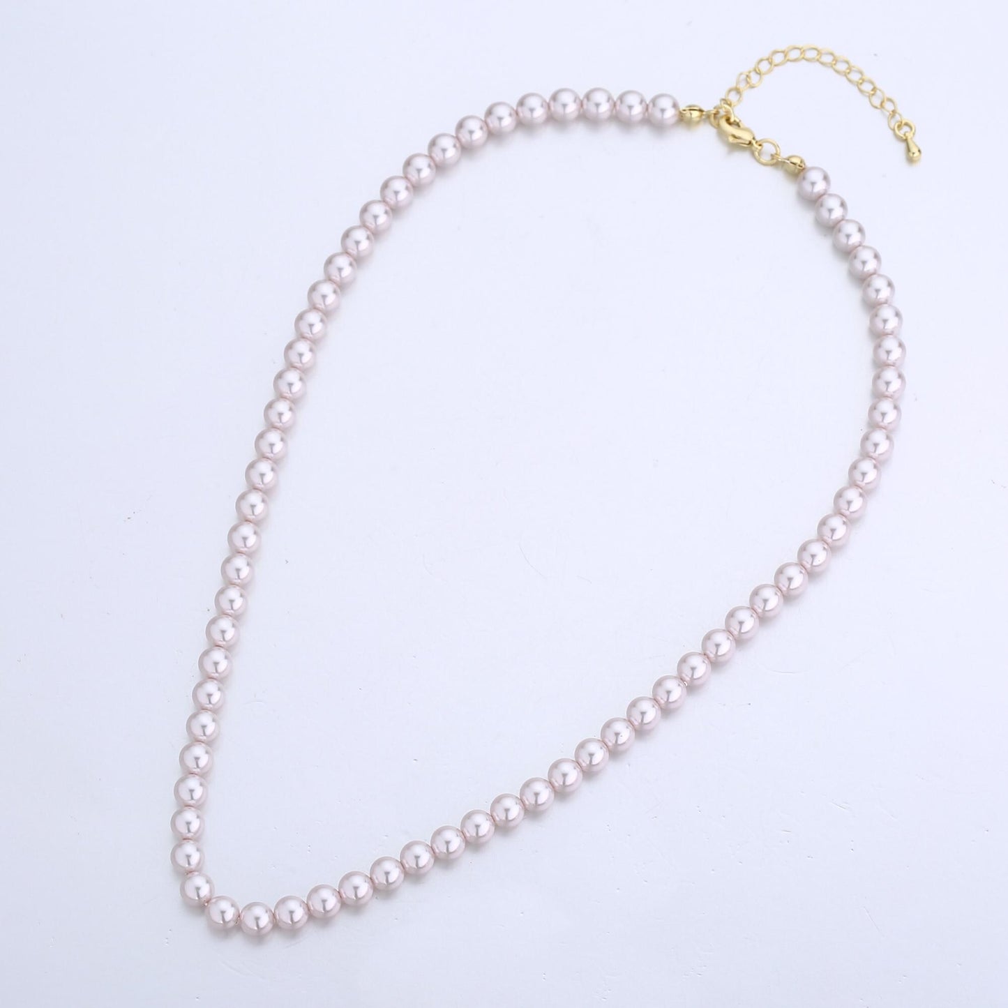 Handcrafted Pink Pale Shell Pearl Necklace 17 inch + 2 inch extender for Layering minimalist Jewelry Making Supply WA2821
