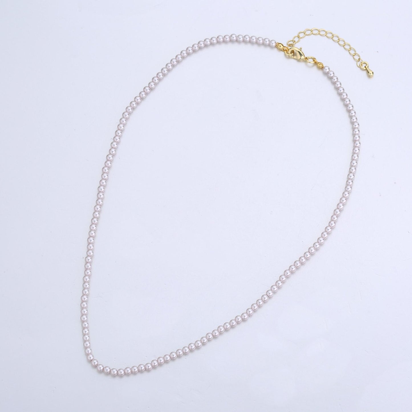Handcrafted Pink Pale Shell Pearl Necklace 17 inch + 2 inch extender for Layering minimalist Jewelry Making Supply WA2821