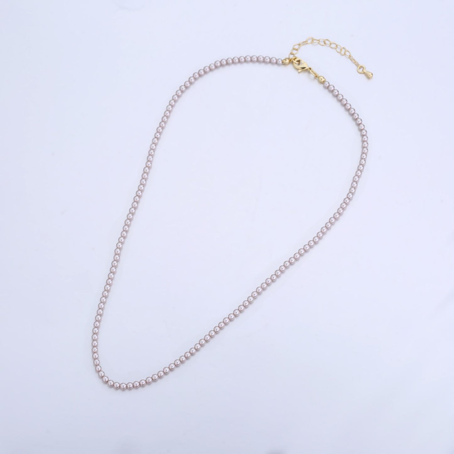 Handcrafted Champagne Shell Pearl Necklace 17 inch + 2 inch extender for Layering minimalist Jewelry Making Supply WA2826