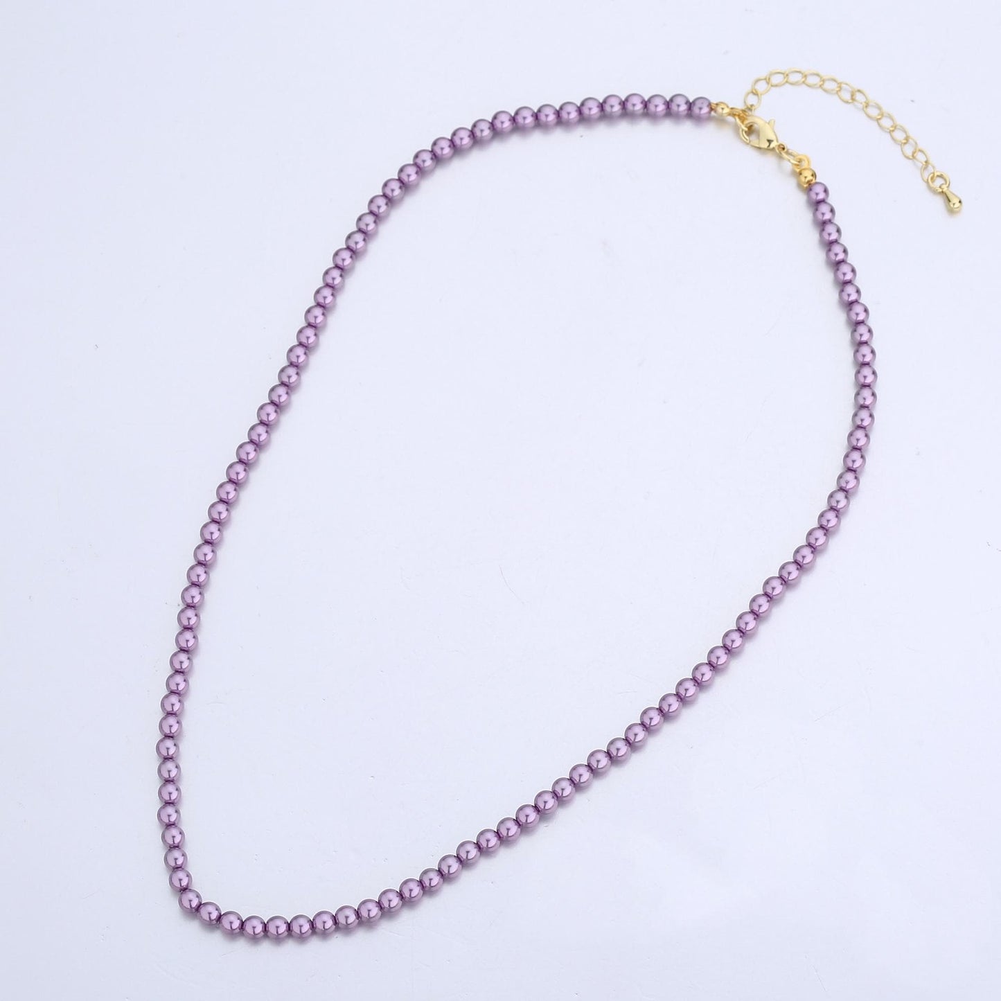 Handcrafted Purple Shell Pearl Necklace 17 inch + 2 inch extender for Layering minimalist Jewelry Making Supply WA2831
