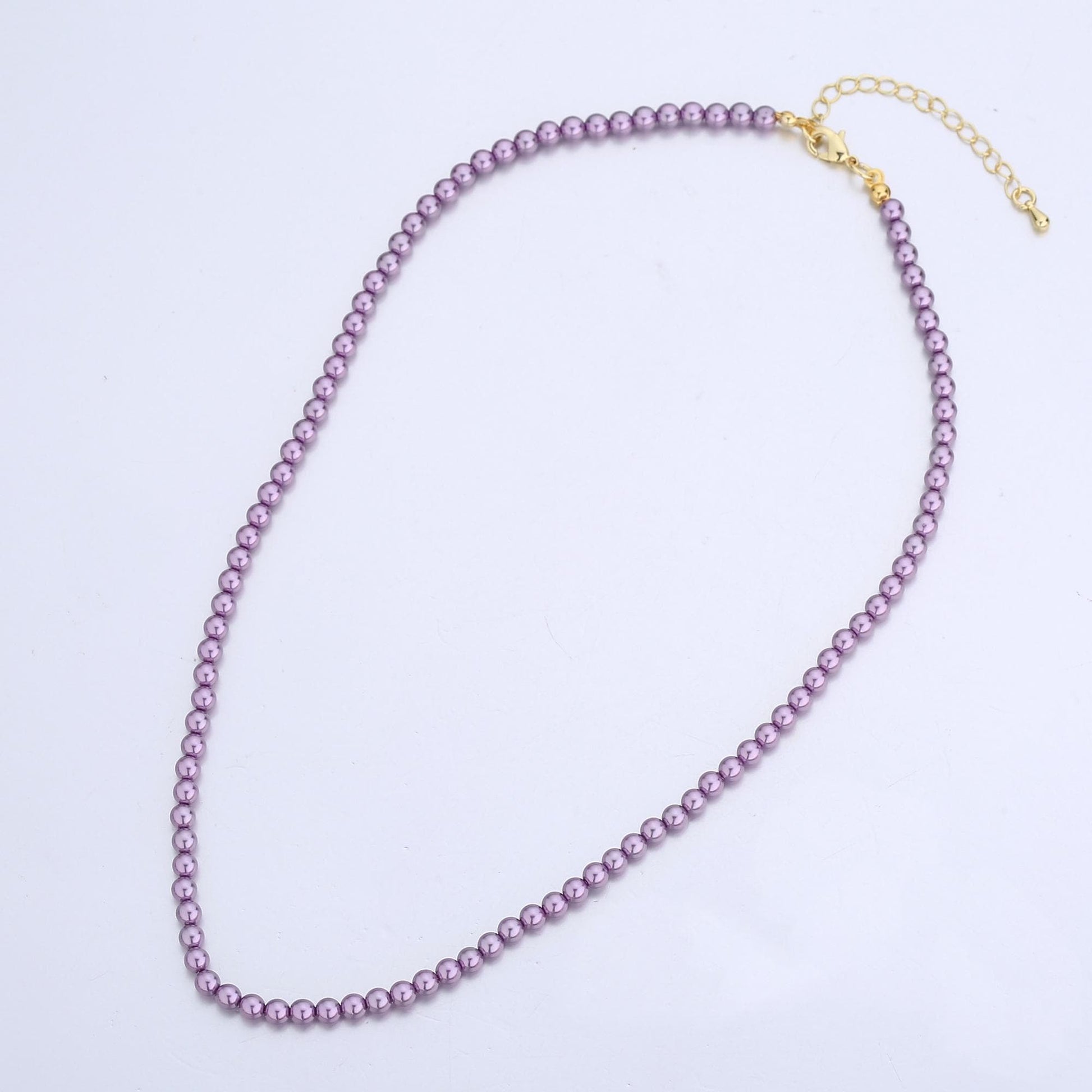 Handcrafted Purple Shell Pearl Necklace 17 inch + 2 inch extender for Layering minimalist Jewelry Making Supply WA2831