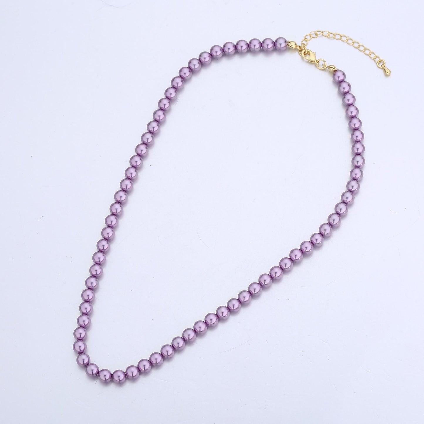 Handcrafted Purple Shell Pearl Necklace 17 inch + 2 inch extender for Layering minimalist Jewelry Making Supply WA2831