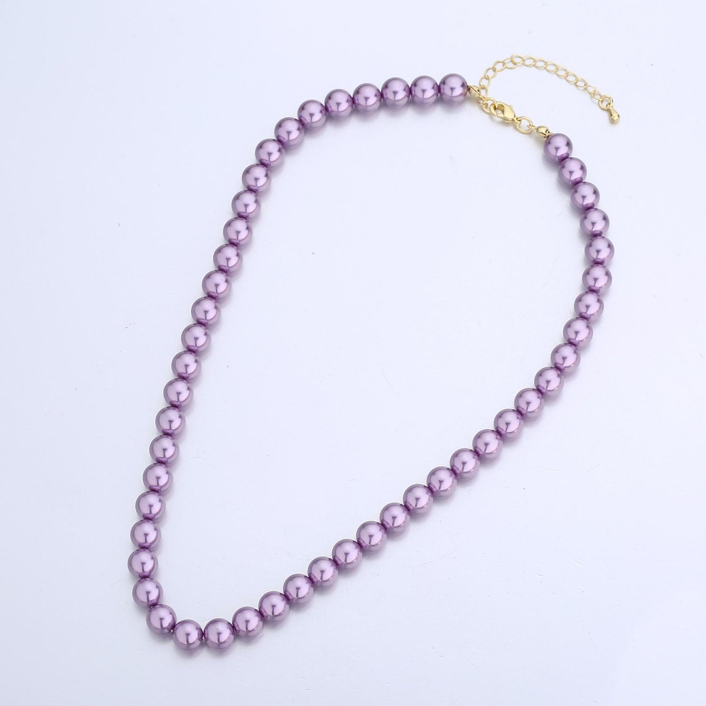Handcrafted Purple Shell Pearl Necklace 17 inch + 2 inch extender for Layering minimalist Jewelry Making Supply WA2831