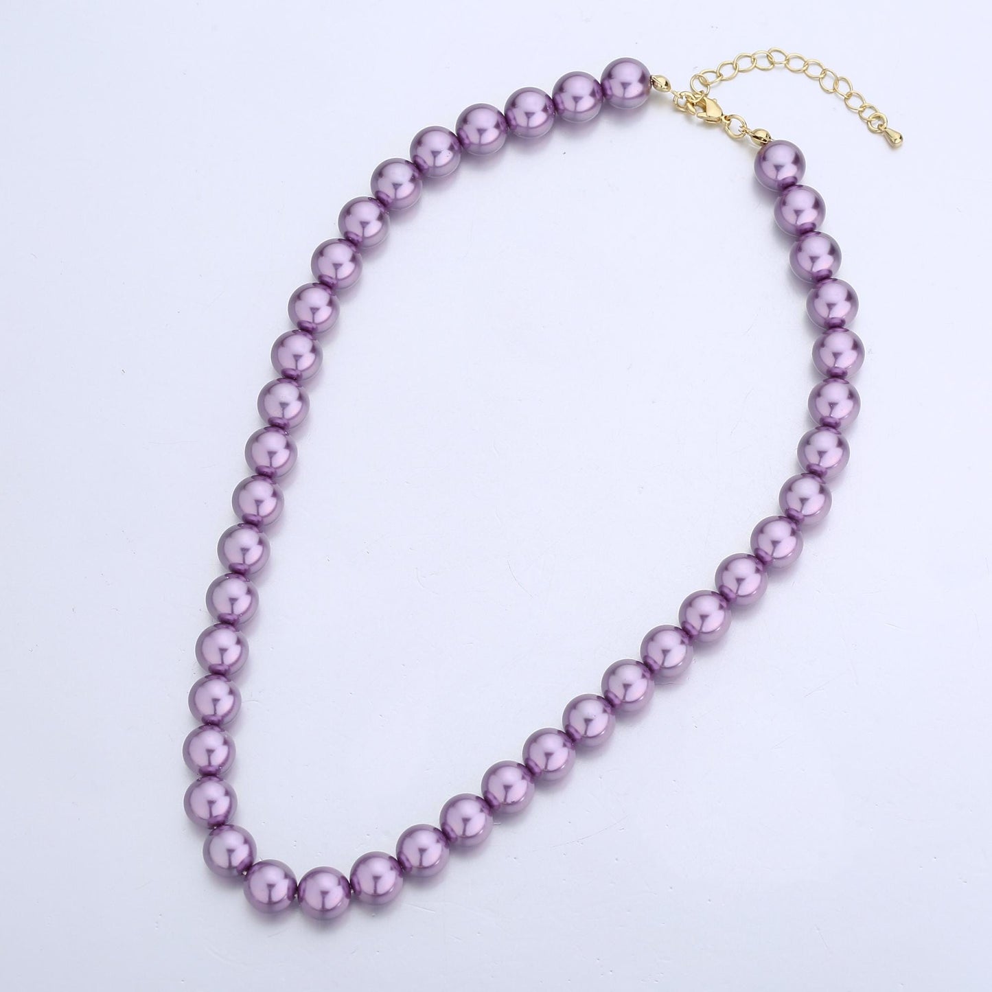 Handcrafted Purple Shell Pearl Necklace 17 inch + 2 inch extender for Layering minimalist Jewelry Making Supply WA2831