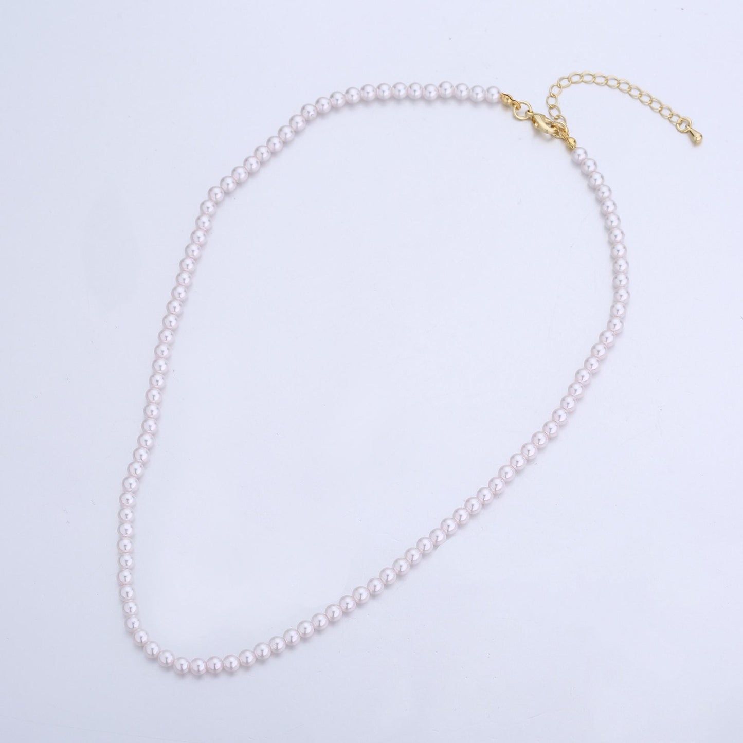 Handcrafted Pale Purple Shell Pearl Necklace 17 inch + 2 inch extender for Layering minimalist Jewelry Making Supply WA2838