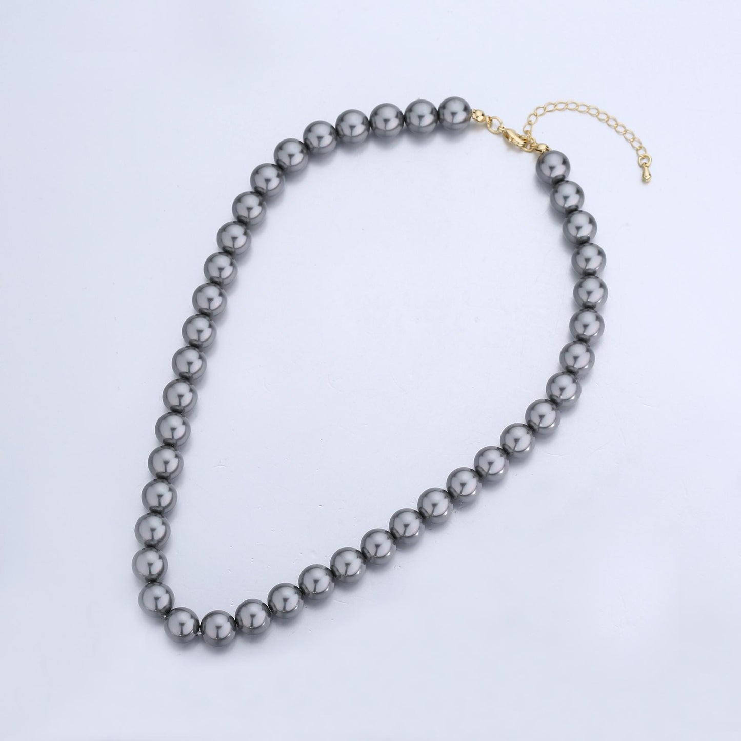 Handcrafted Dark Grey Shell Pearl Necklace 17 inch + 2 inch extender for Layering minimalist Jewelry Making Supply WA2843