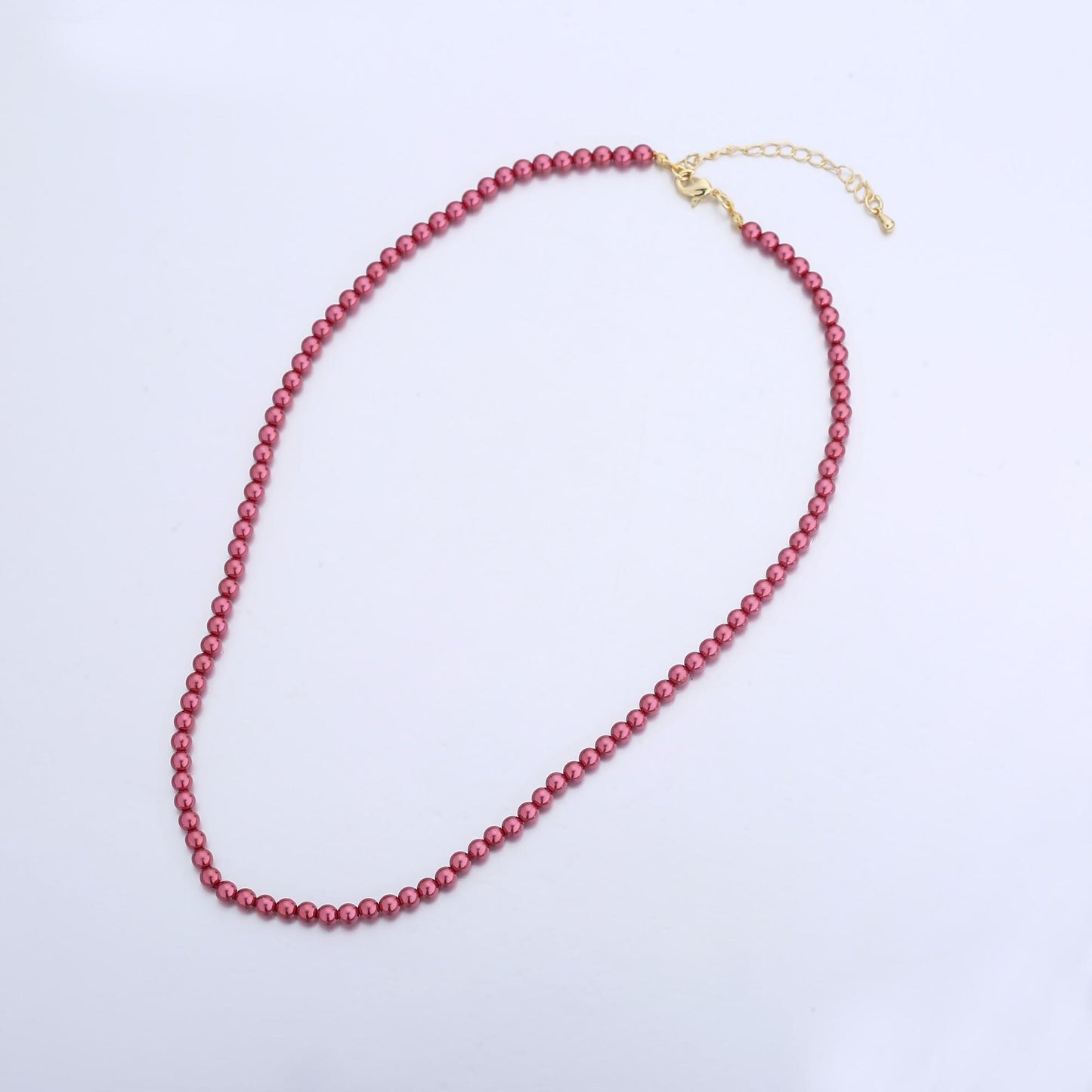 Handcrafted Red Shell Pearl Necklace 17 inch + 2 inch extender for Layering minimalist Jewelry Making Supply WA2848