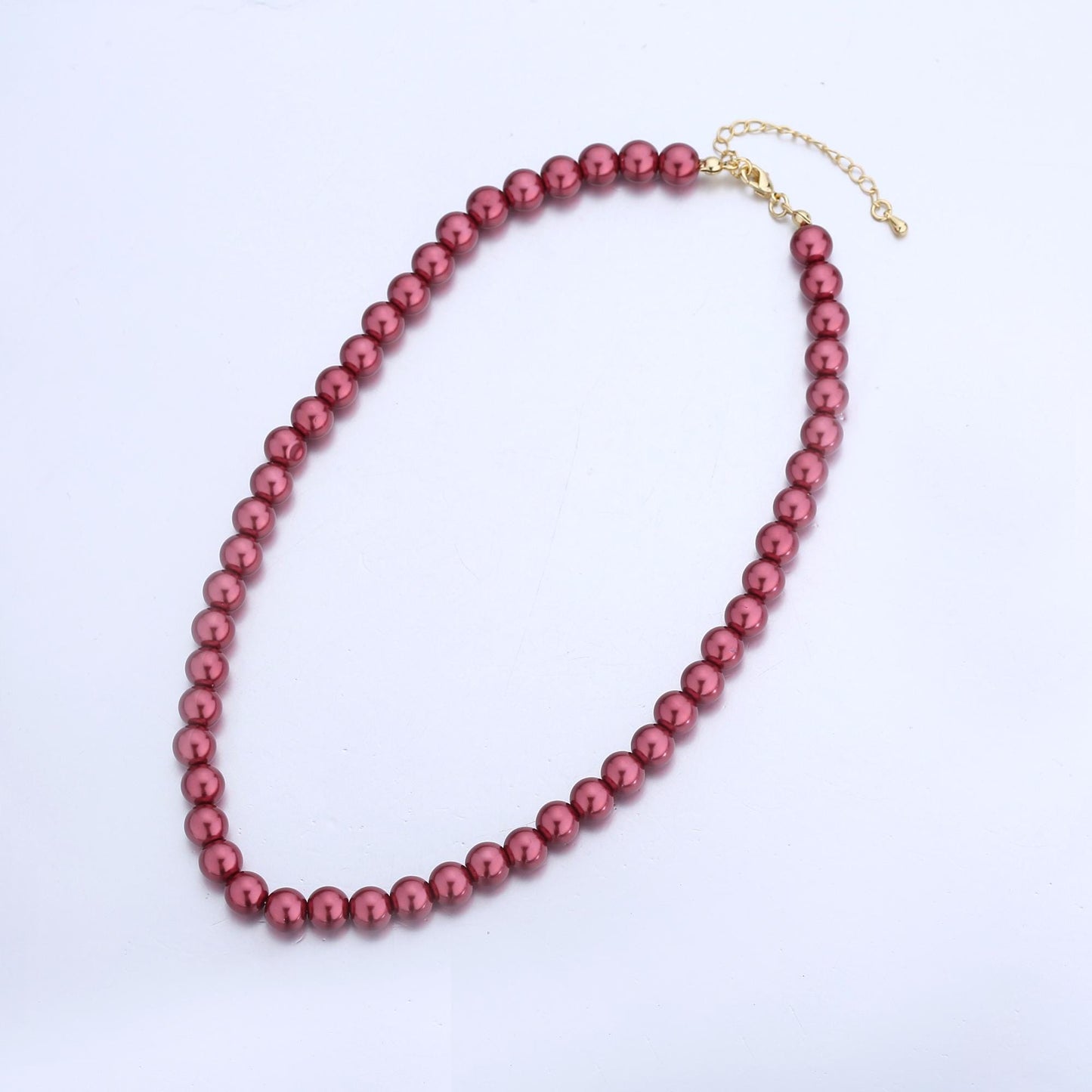 Handcrafted Red Shell Pearl Necklace 17 inch + 2 inch extender for Layering minimalist Jewelry Making Supply WA2848