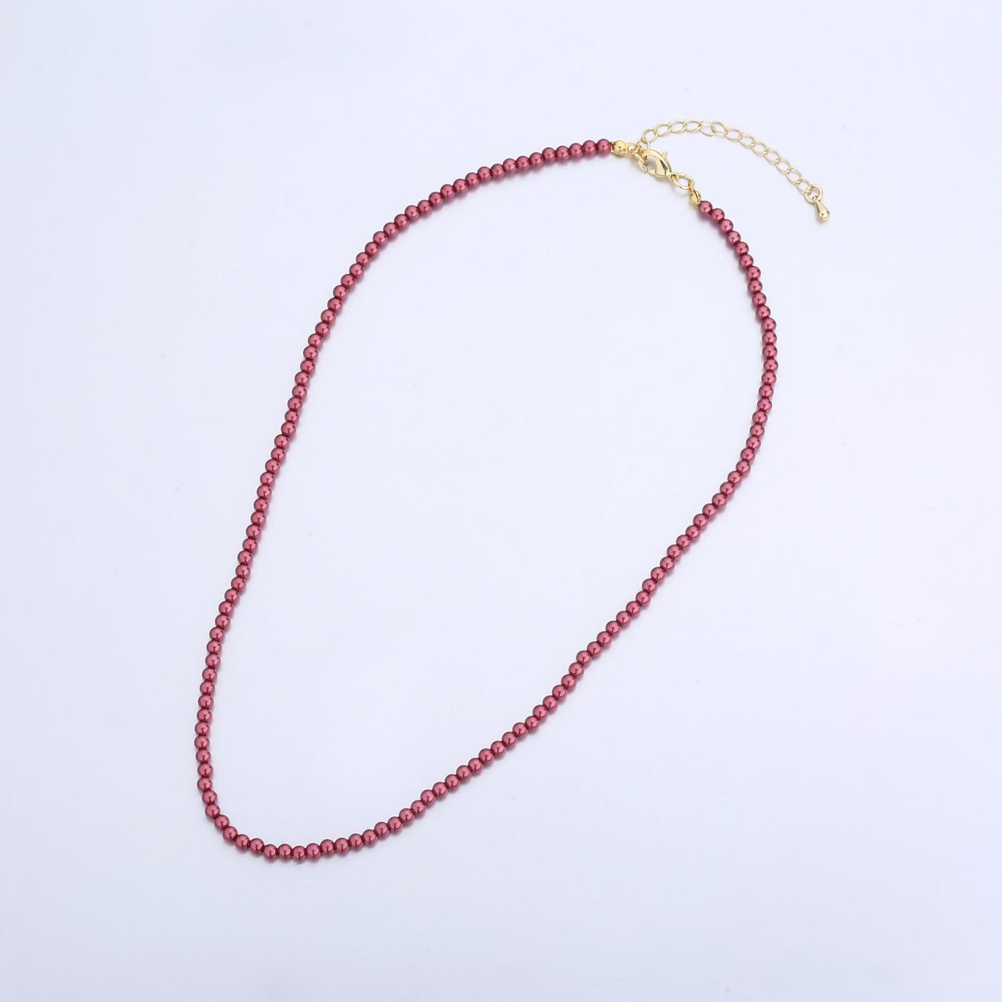 Handcrafted Red Shell Pearl Necklace 17 inch + 2 inch extender for Layering minimalist Jewelry Making Supply WA2848
