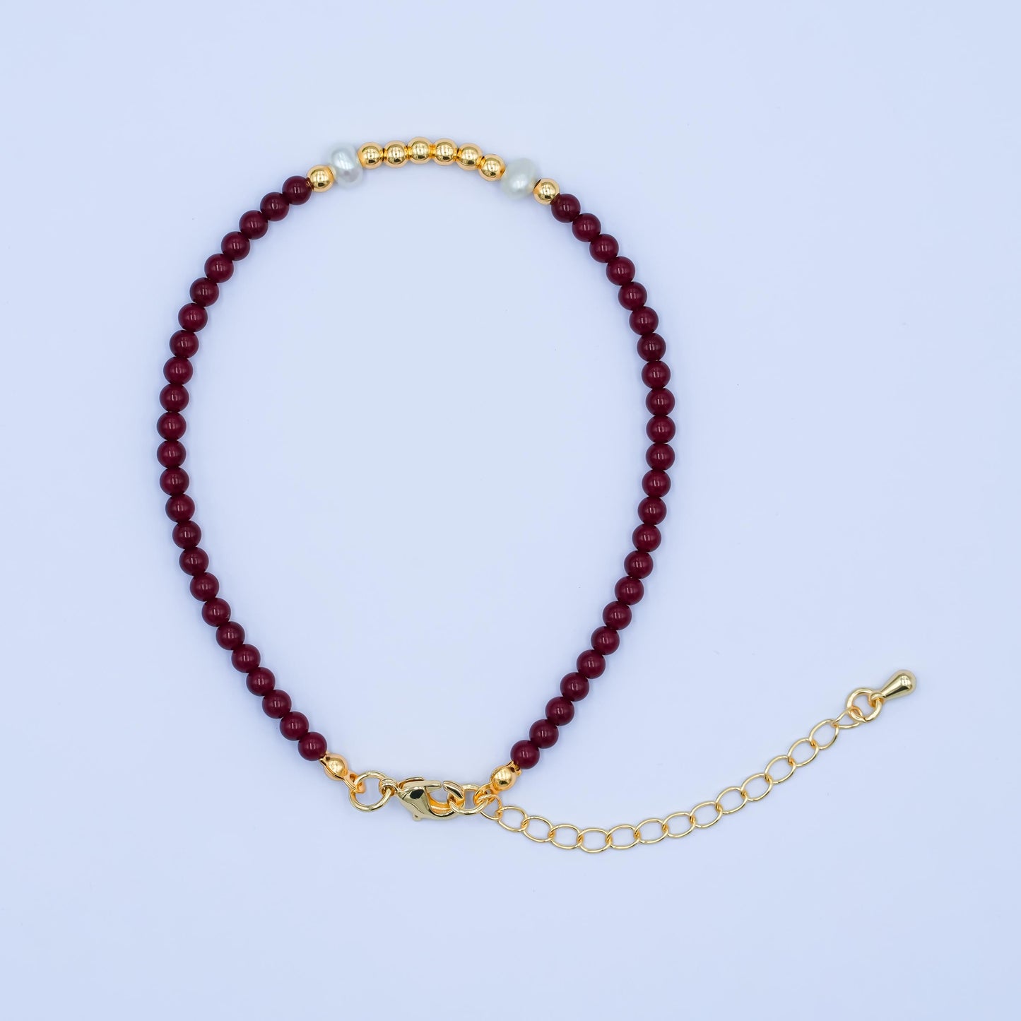 Handcrafted Red Beaded Bracelet for Summer Jewelry Handmade Gift Idea 7.6 inch Long WA2879