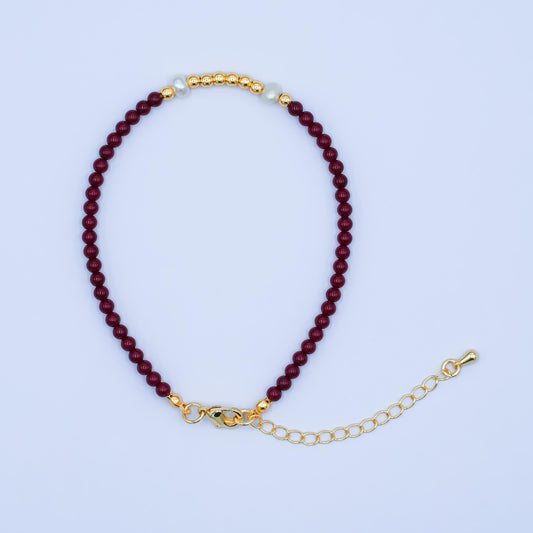 Handcrafted Red Beaded Bracelet for Summer Jewelry Handmade Gift Idea 7.6 inch Long WA2879