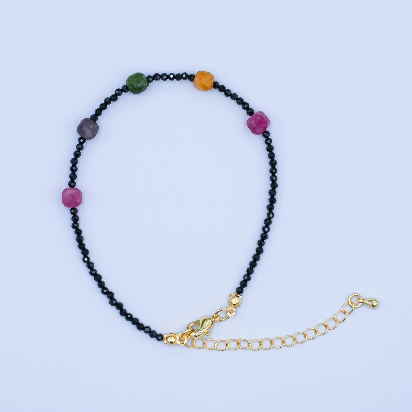 Handmade Black Beaded Bracelet for Summer Jewelry Handmade Gift Idea 7.6 inch Long WA2881