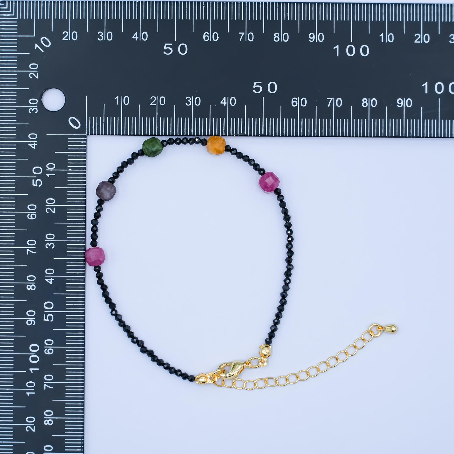 Handmade Black Beaded Bracelet for Summer Jewelry Handmade Gift Idea 7.6 inch Long WA2881