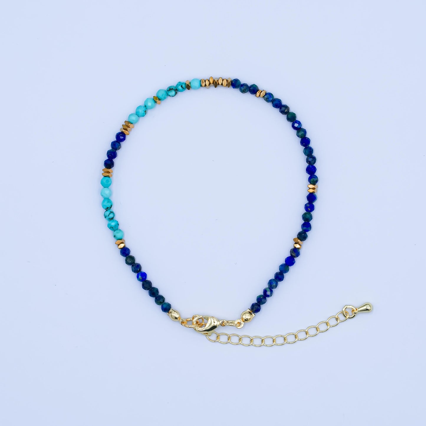 Handcrafted Dark Blue Glass Beaded Bracelet for Summer Jewelry Handmade Gift Idea 7.8 inch Long WA284