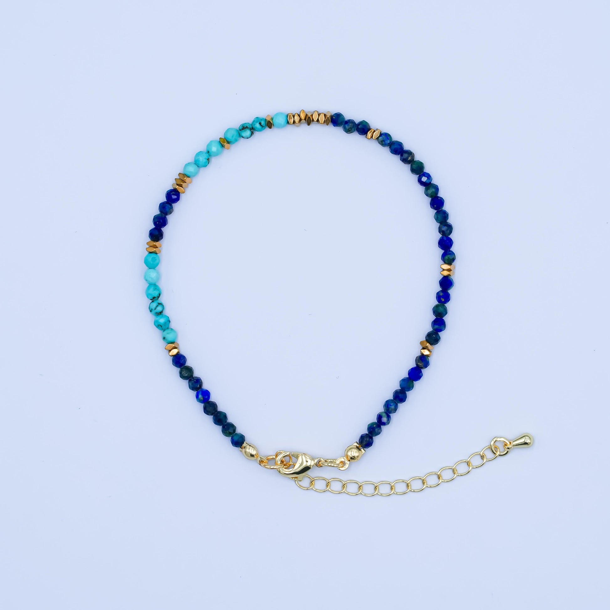 Handcrafted Dark Blue Glass Beaded Bracelet for Summer Jewelry Handmade Gift Idea 7.8 inch Long WA284
