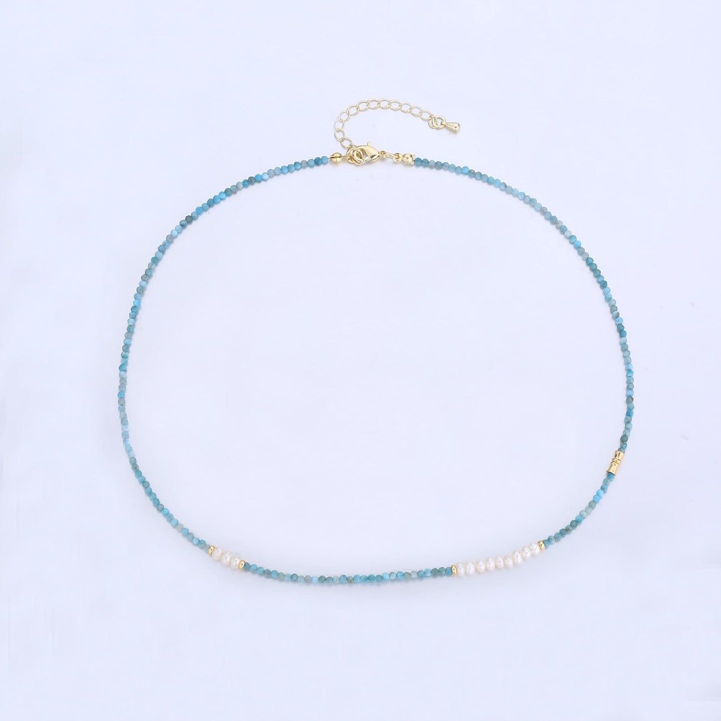 Dainty Gemstone Beaded Minimalist Small Beads Beaded Women Necklace 16.7 inch Waterproof Layer Necklace Healing Jewelry Gift WA2866