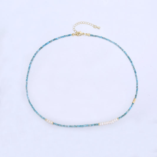 Dainty Gemstone Beaded Minimalist Small Beads Beaded Women Necklace 16.7 inch Waterproof Layer Necklace Healing Jewelry Gift WA2866