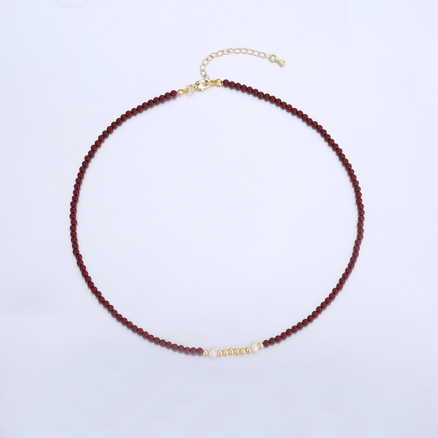 Dainty Gemstone Beaded Minimalist Small Beads Beaded Women Necklace 16.7 inch Waterproof Layer Necklace Healing Jewelry Gift WA2866