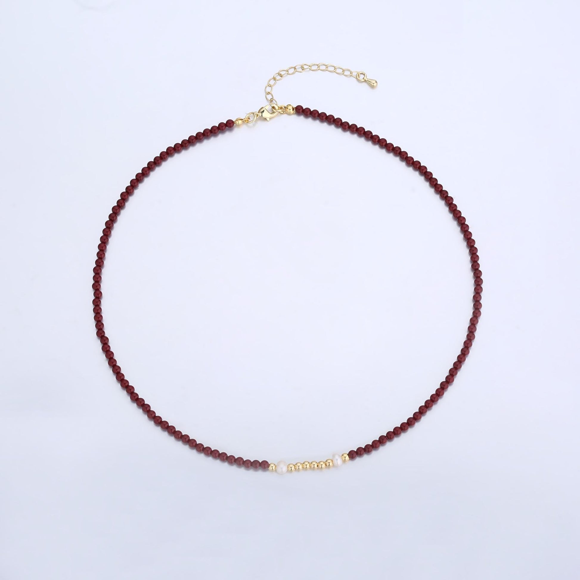 Dainty Gemstone Beaded Minimalist Small Beads Beaded Women Necklace 16.7 inch Waterproof Layer Necklace Healing Jewelry Gift WA2866