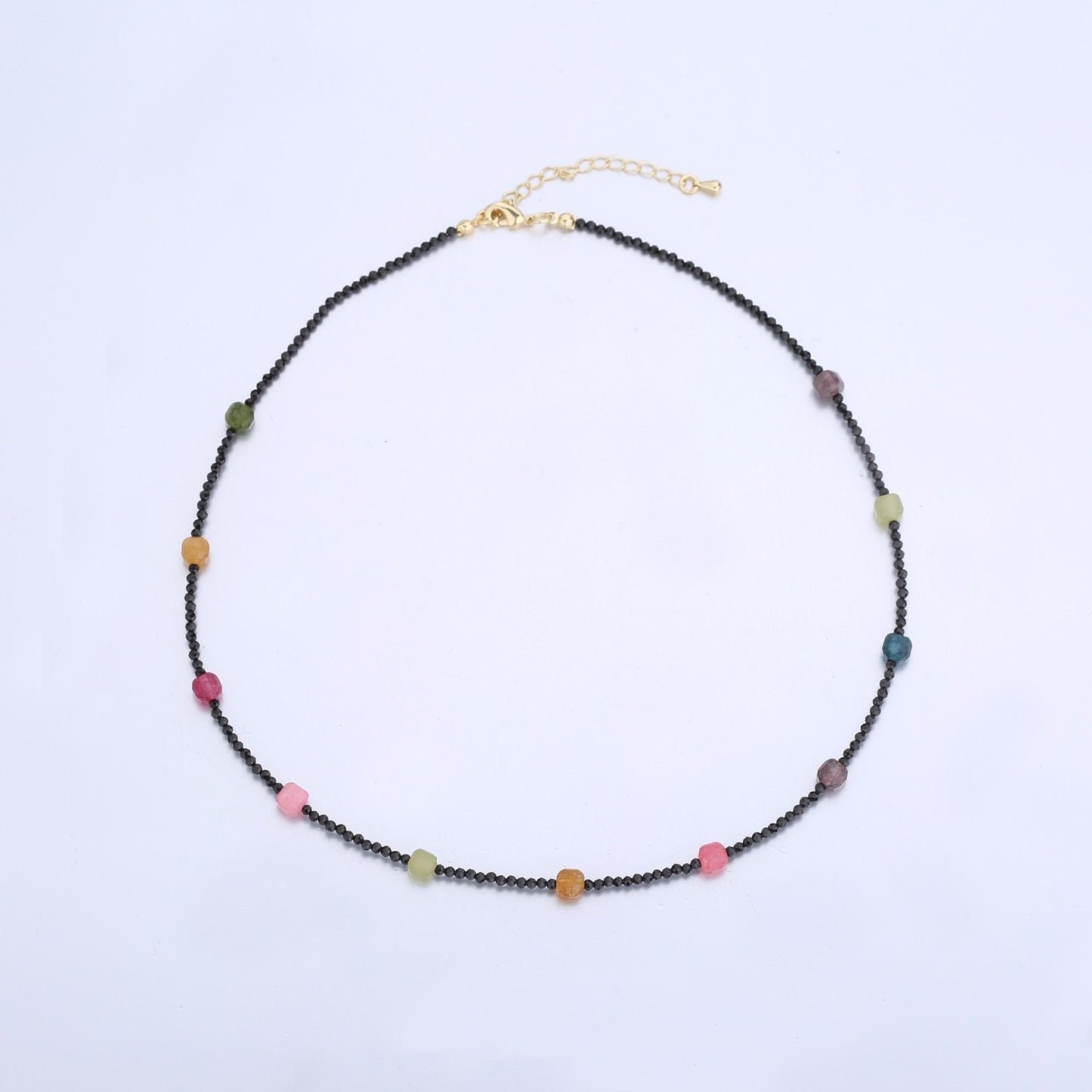 Dainty Gemstone Beaded Minimalist Small Beads Beaded Women Necklace 16.7 inch Waterproof Layer Necklace Healing Jewelry Gift WA2866