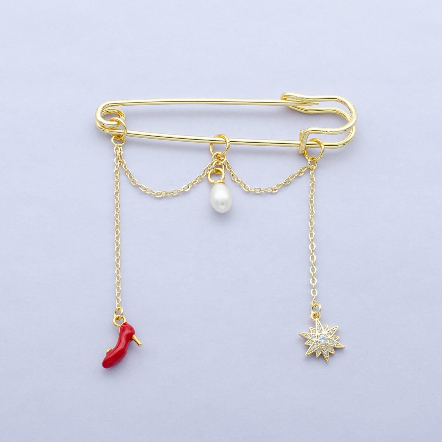 Supply for Safety Pin Brooch Charm Making for Bag Knit Shirt Purse Charm Pin Backpack Charm Jewelry Making Supply Trend WA3046