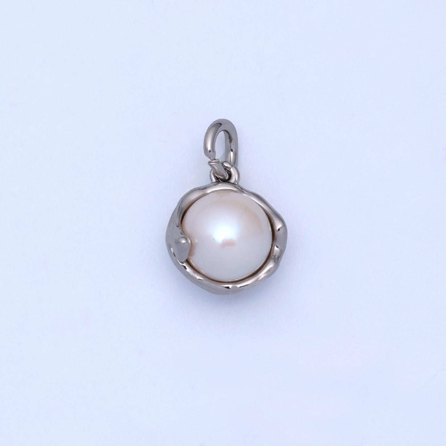 Shell Pearl Molten Round Pearl Charm in 24k Gold Filled Pendant for Geometric Charm Bracelet Necklace Minimalist Jewelry N-026