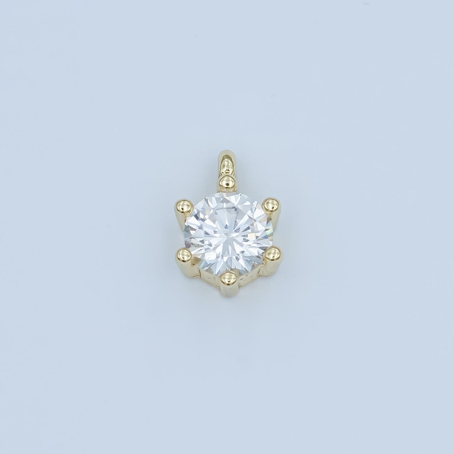 24K Gold Filled Clear CZ Round Mini Charm | M187