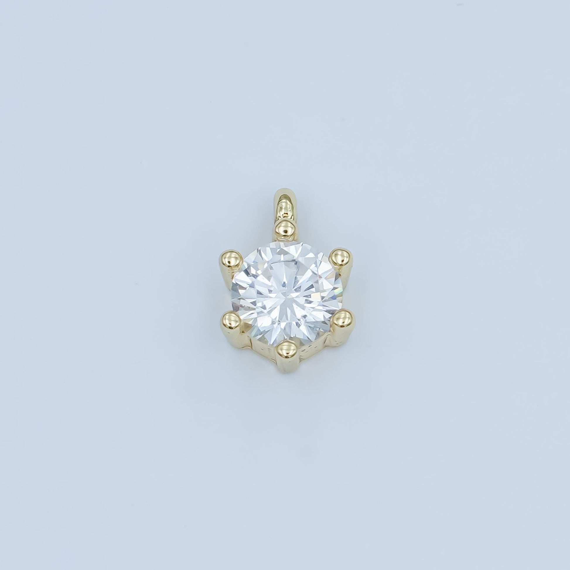 24K Gold Filled Clear CZ Round Mini Charm | M187