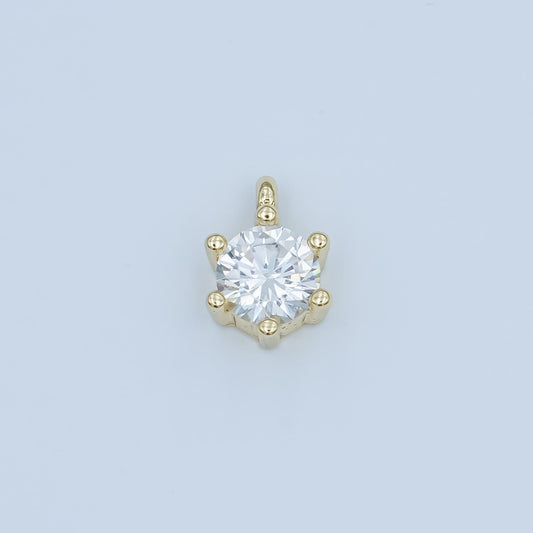 24K Gold Filled Clear CZ Round Mini Charm | M187
