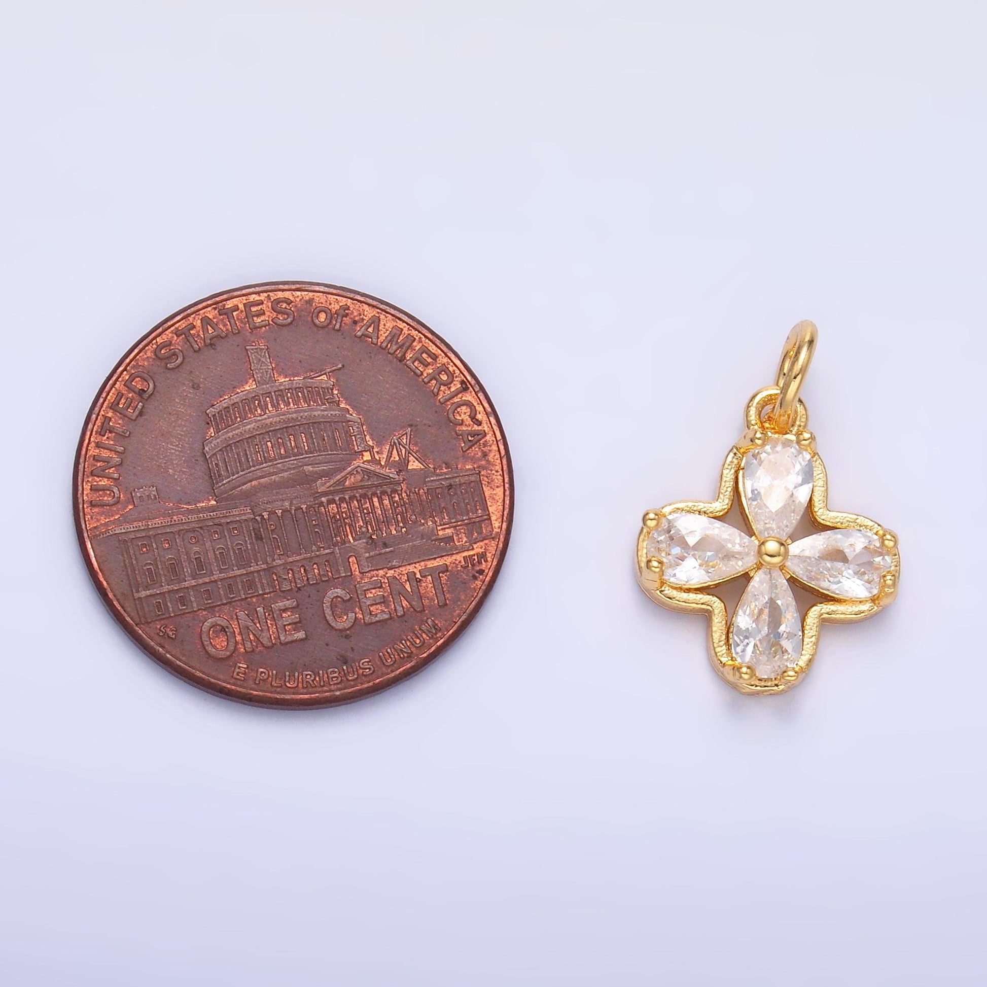 24K Gold Filled CZ Flower Tiny Charm in Gold & Silver | C033