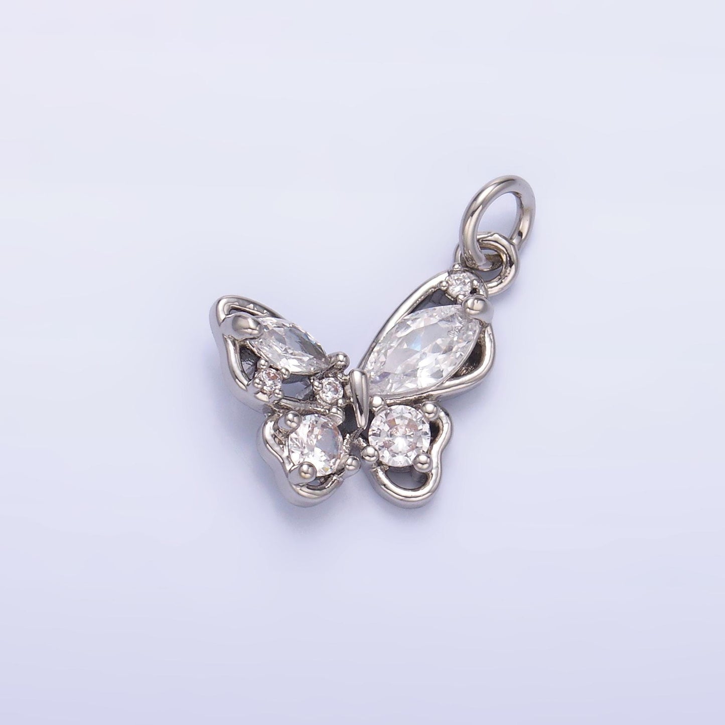 24K Gold Filled Micro Pave CZ Butterfly Mini Charm in Gold & Silver | C034
