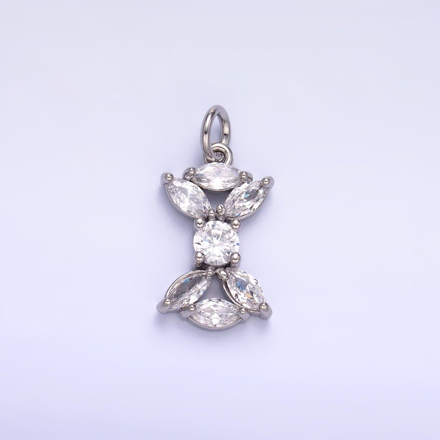 24K Gold Filled Marquise CZ Flower Mini Charm in Gold & Silver | C035