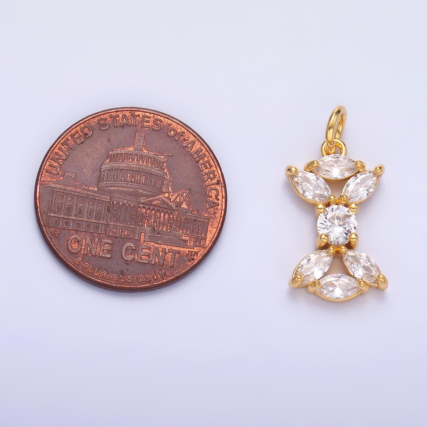 24K Gold Filled Marquise CZ Flower Mini Charm in Gold & Silver | C035