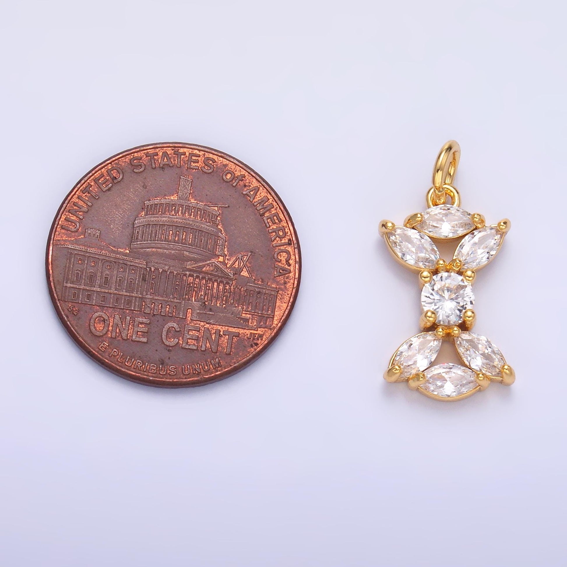 24K Gold Filled Marquise CZ Flower Mini Charm in Gold & Silver | C035