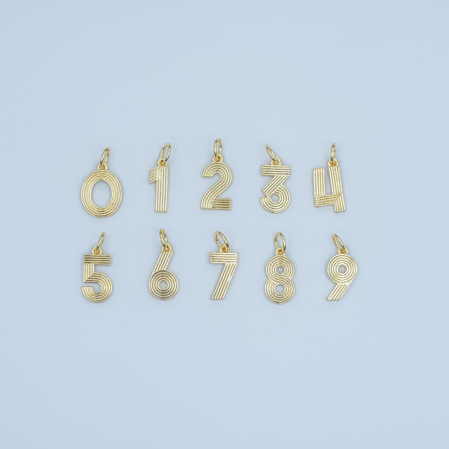 24K Gold Filled Groovy Disco Number Numerology Charm Birthday Varsity Jewelry | M617 - M621