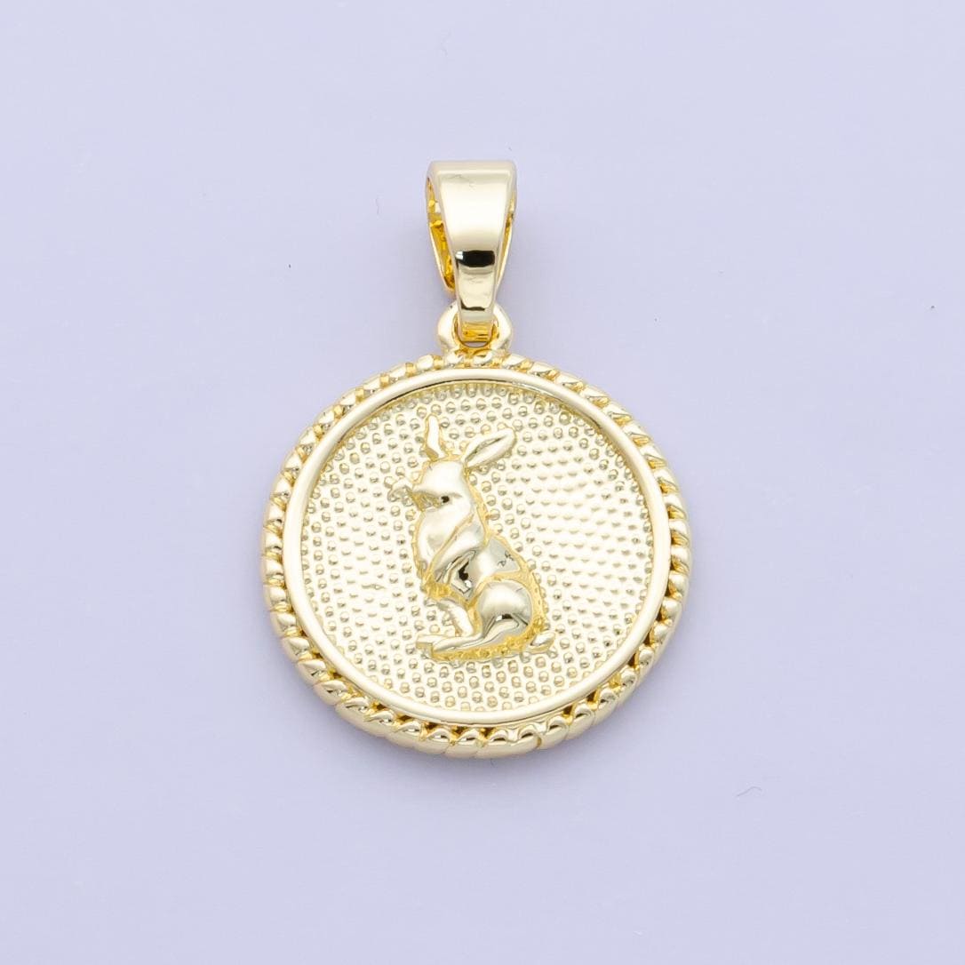 Dainty 24k Gold Filled Chinese Zodiac Charm 12 animal round coin Medallion Pendant for Bracelet Necklace Component Oriental Asian | A1319