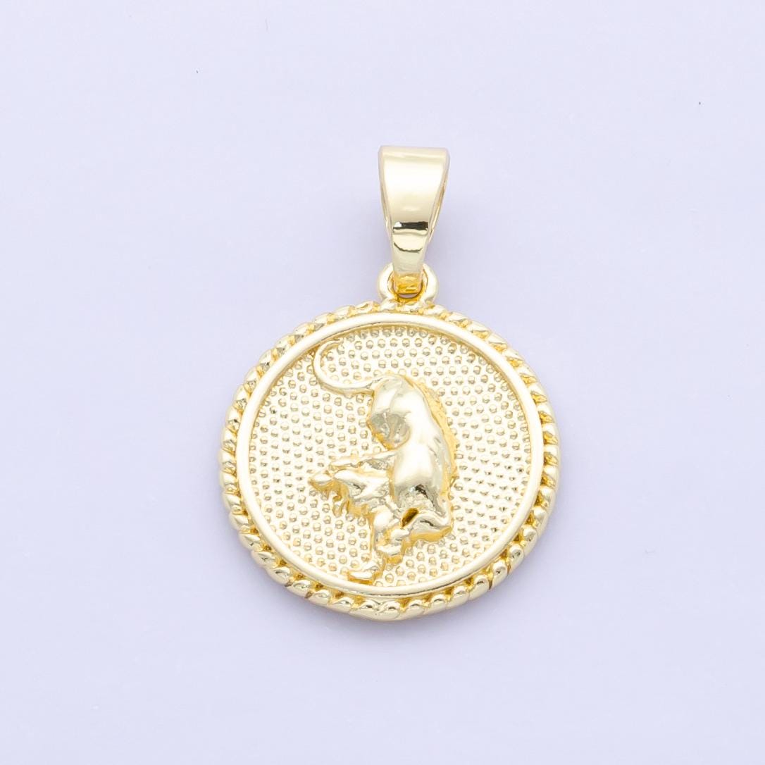 Dainty 24k Gold Filled Chinese Zodiac Charm 12 animal round coin Medallion Pendant for Bracelet Necklace Component Oriental Asian | A1319