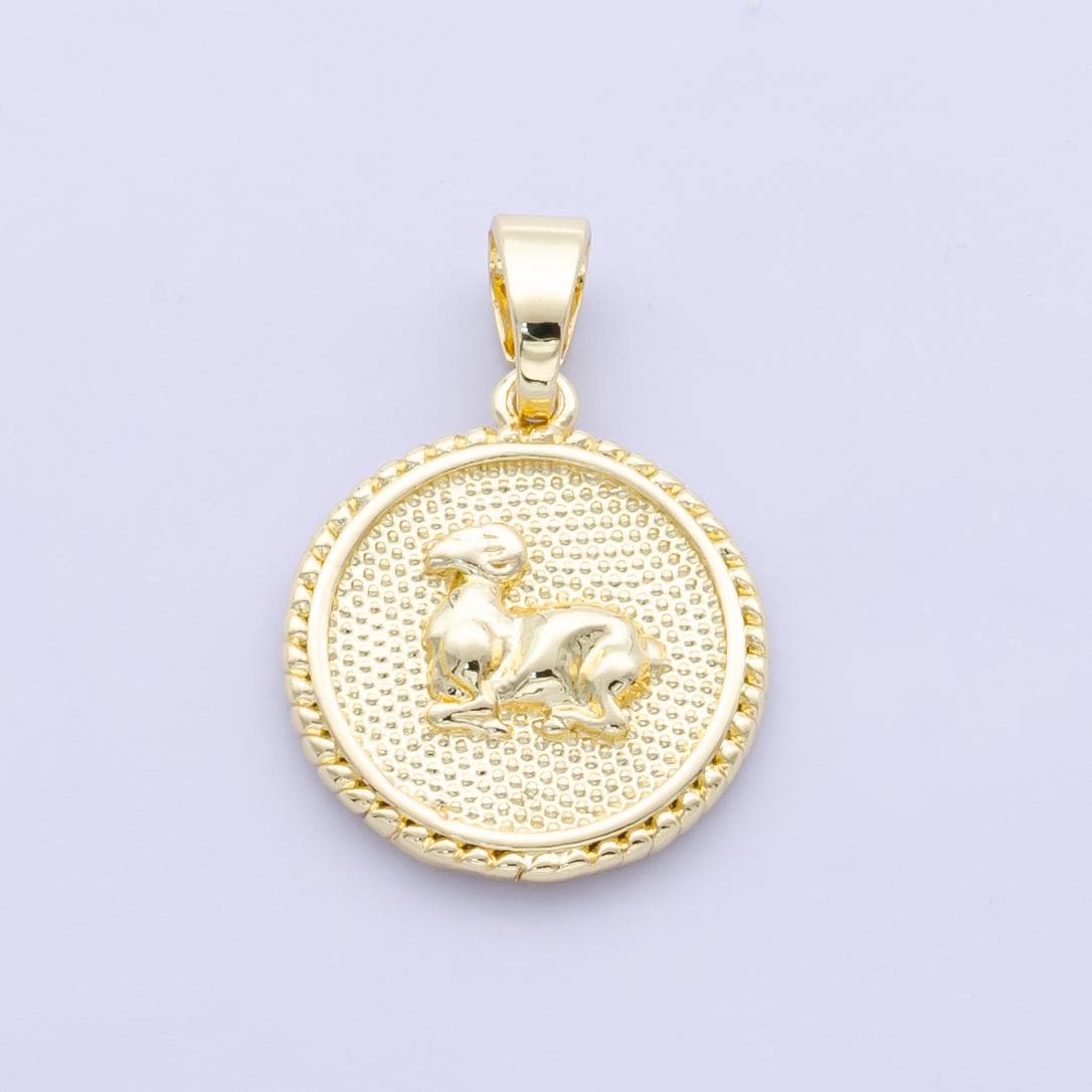 Dainty 24k Gold Filled Chinese Zodiac Charm 12 animal round coin Medallion Pendant for Bracelet Necklace Component Oriental Asian | A1319