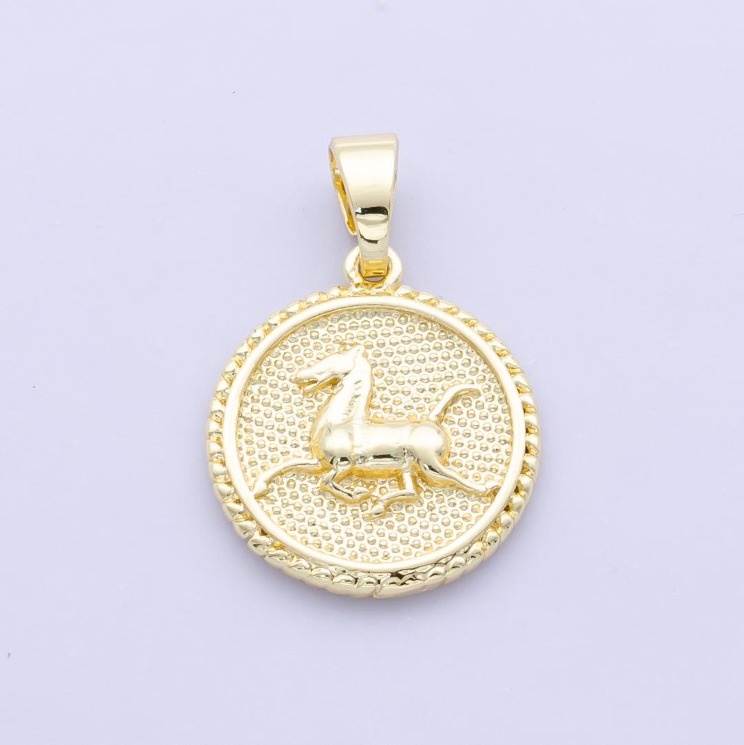 Dainty 24k Gold Filled Chinese Zodiac Charm 12 animal round coin Medallion Pendant for Bracelet Necklace Component Oriental Asian | A1319