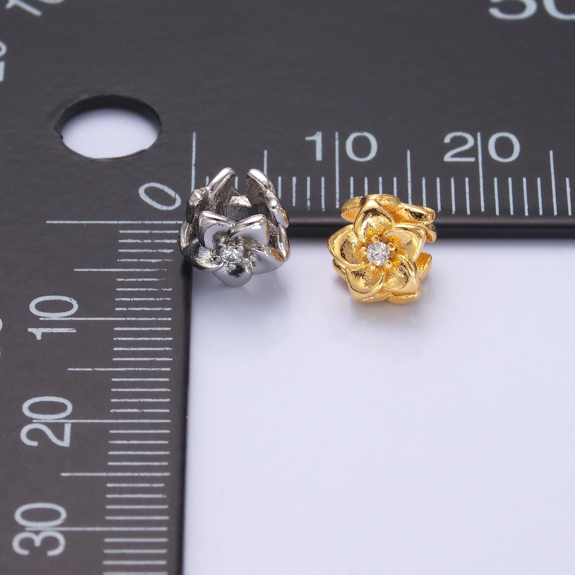Mini Gold Flower Bead Spacer 24k gold filled bead spacer in gold or Silver b242