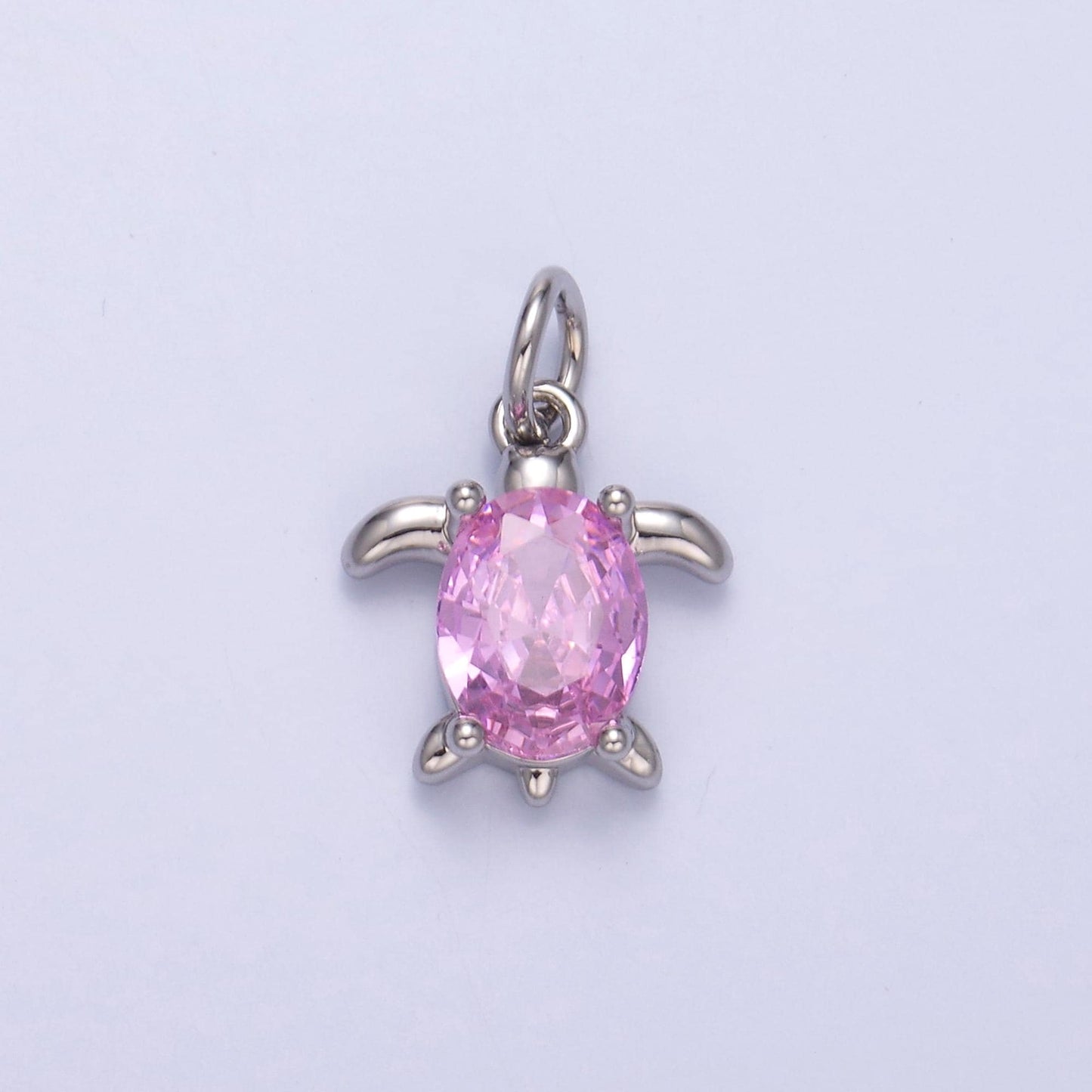 24k gold filled turtle Charm Pink Cz Stone Beach theme Jewelry pendant | C036